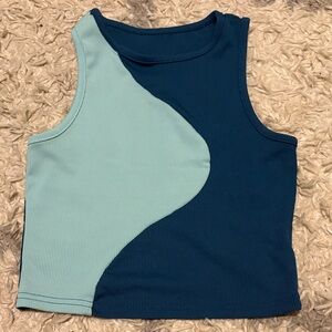 Two-Tone Sleeveless Crop Top